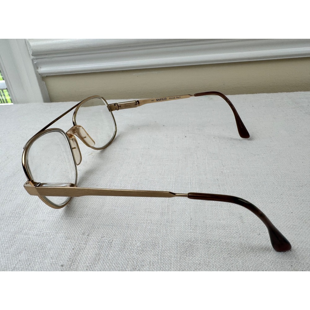 Vintage Safilo Elasta 3006 Gold Tone Aviator Eyeglasses Frames Italy 53-15-140 - Picture 3 of 8
